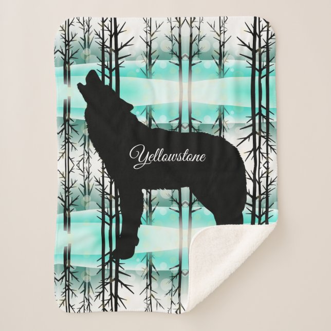 Sherpa Blanket-Yellowstone Wolf Blanket (Front)