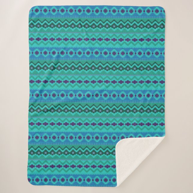 sherpa blue south american aztec blanket (Front)