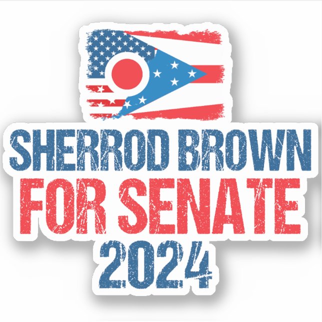 Sherrod Brown for Senate 2024 Election Ohio Flag Sticker (Front)