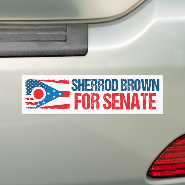 Sherrod Brown for Senate 2026 Election Ohio Flag Bumper Sticker (On Car)