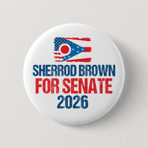 Sherrod Brown for Senate 2026 Election Ohio Flag Button