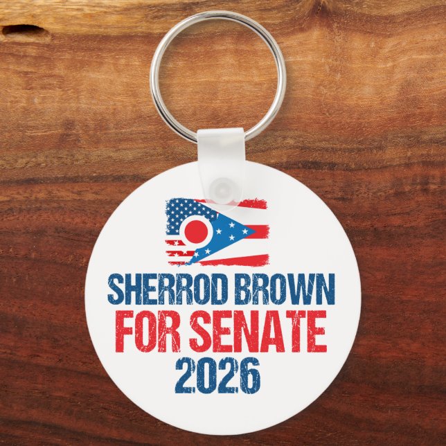 Sherrod Brown for Senate 2026 Election Ohio Flag Keychain (Front)