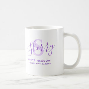 Sherry name meaning monogram S purple text Coffee Mug