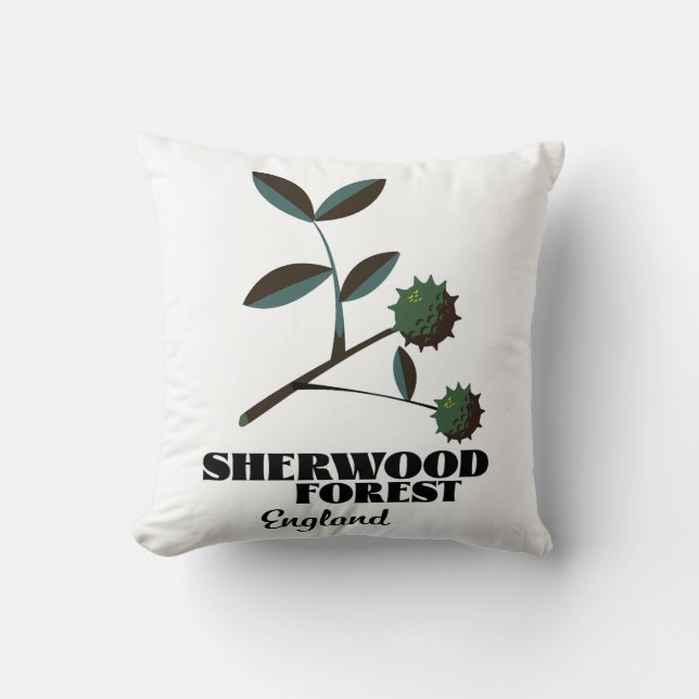 Sherwood Forest England travel poster Classic Roun Throw Pillow (Front)