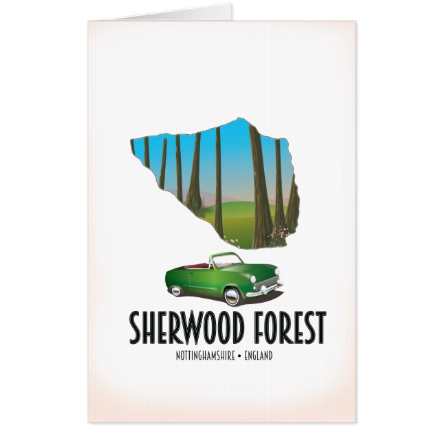 Sherwood Forest Nottinghamshire map Card (Front)