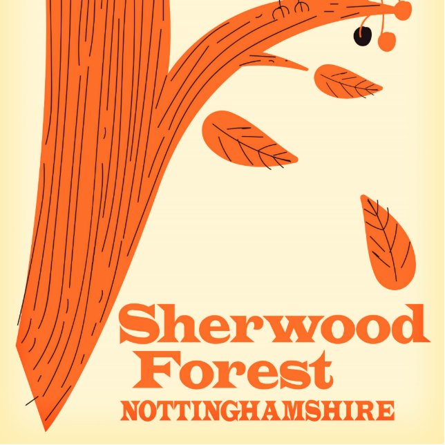 Sherwood Forest, Nottinghamshire travel poster Cutout (Front)