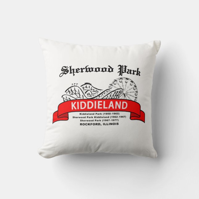 Sherwood Park Kiddieland, Rockford, IL. Amusement Throw Pillow (Front)