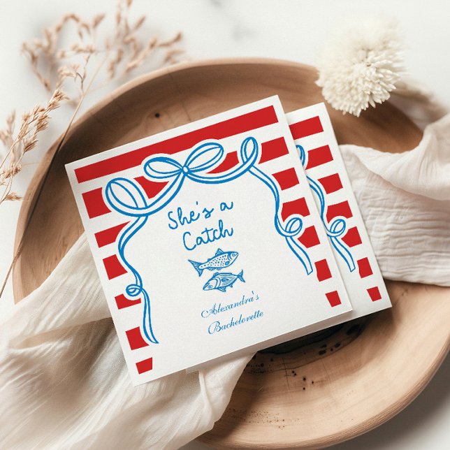 She's A Catch Bachelorette Celebration Napkins (Creator Uploaded)