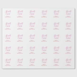 she's a catch bridal shower name date pink purple  wrapping paper