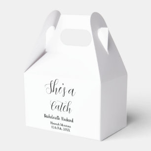 She's a catch champagne bottle bachelorette weeken favor boxes