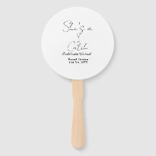 She's a catch champagne bottle bachelorette weeken hand fan