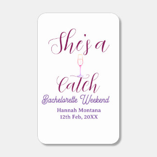 She's a catch champagne bottle bachelorette weeken matchboxes
