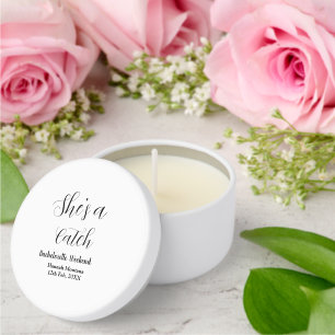 She's a catch champagne bottle bachelorette weeken mini candle favors