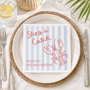 She's A Catch Coastal Bachelorette Napkins