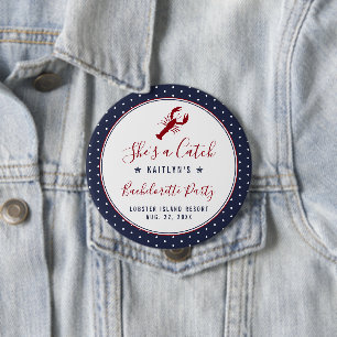 She's A Catch Coastal Bachelorette Party Button