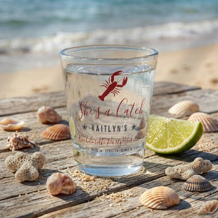 She's A Catch Coastal Bachelorette Party Favor Shot Glass