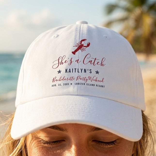 She's A Catch Coastal Bachelorette Party Hat (Creator Uploaded)