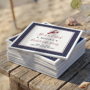She's A Catch Coastal Bachelorette Party Napkins