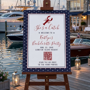 She's A Catch Coastal Bachelorette Party Welcome Foam Board