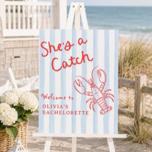 She's a Catch Coastal Bachelorette Welcome Foam Board