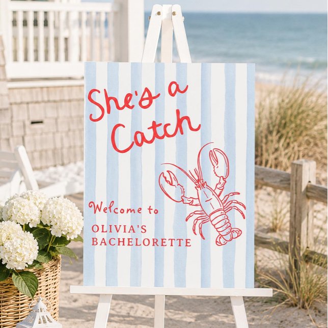 She's a Catch Coastal Bachelorette Welcome Foam Board (Creator Uploaded)