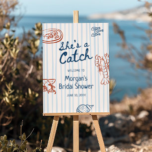 She's A Catch Coastal Bridal Shower Welcome Foam Board