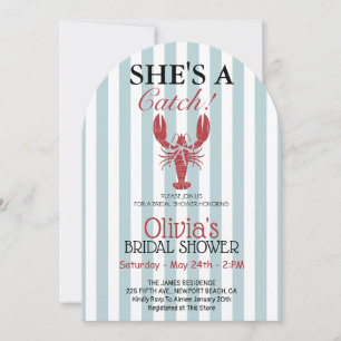 She's a Catch Coastal Lobster Bridal Shower Invitation