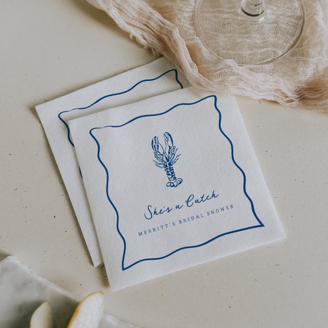 She's a Catch | Coastal Lobster Bridal Shower  Napkins (Creator Uploaded)