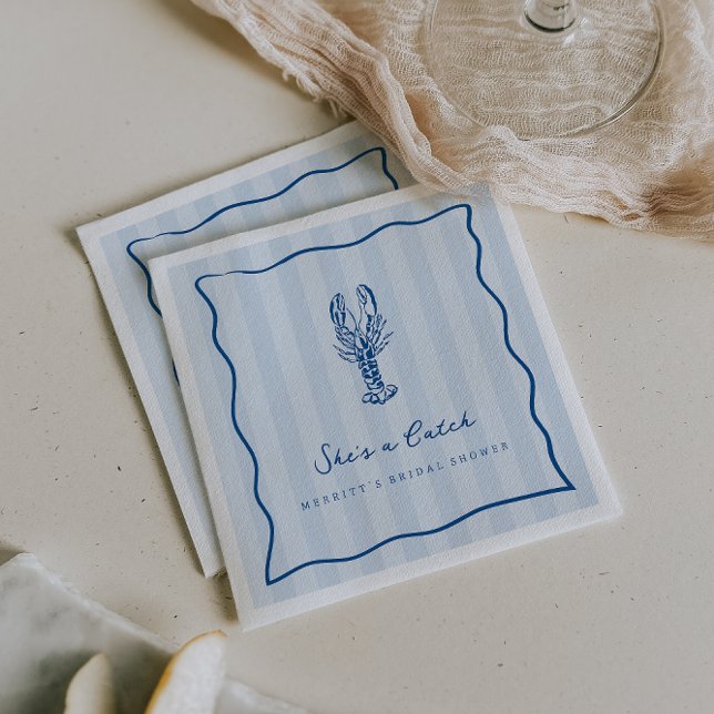 She's a Catch | Coastal Lobster Bridal Shower  Napkins (Creator Uploaded)