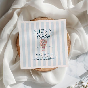 She's a catch Lobster Bachelorette Napkins