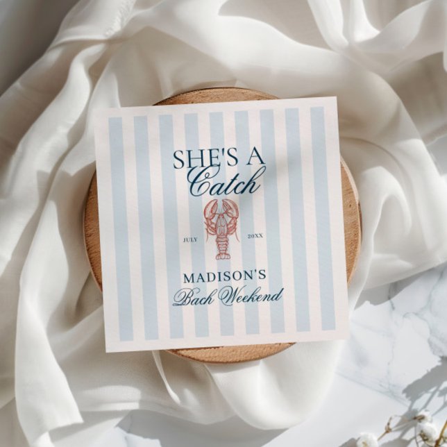 She's a catch Lobster Bachelorette Napkins (Creator Uploaded)