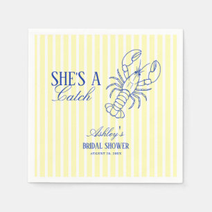 She's A Catch Lobster Coastal Bridal Shower Napkins
