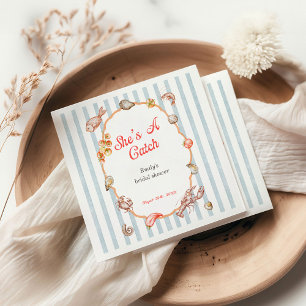 She's A Catch Lobster Coastal Bridal Shower Napkins
