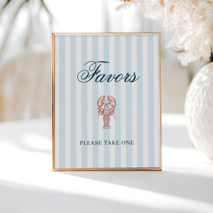 She's a catch Lobster Striped Favors Poster