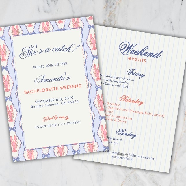 Shes A Catch Mediterranean Bachelorette Weekend Invitation (Creator Uploaded)