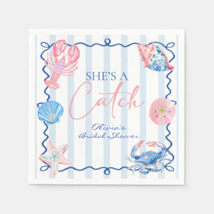 She's a Catch Preppy Coastal Bridal Shower Napkins