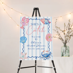 She's a Catch Preppy Coastal Bridal Shower Welcome Foam Board