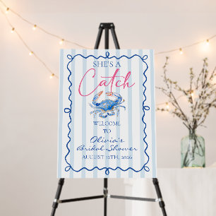 She's a Catch Preppy Coastal Crab Bridal Shower Foam Board