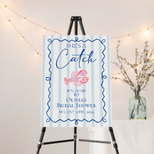 She's a Catch Preppy Coastal Lobster Bridal Shower Foam Board