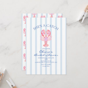 She's a Catch Preppy Lobster Bridal Shower Invitation