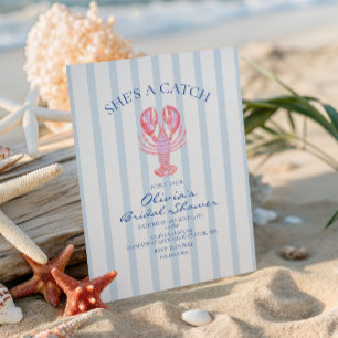 She's a Catch Preppy Lobster Bridal Shower Invitation