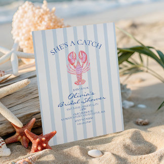 She's a Catch Preppy Lobster Bridal Shower Invitation