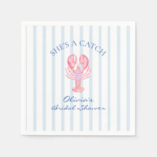 She's a Catch Preppy Lobster Bridal Shower Napkins