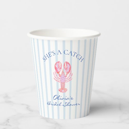 She's a Catch Preppy Lobster Bridal Shower Paper Cups