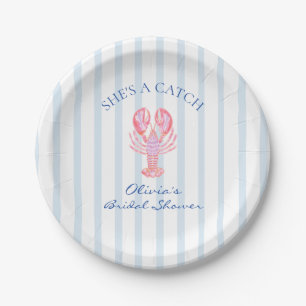 She's a Catch Preppy Lobster Bridal Shower Paper Plates