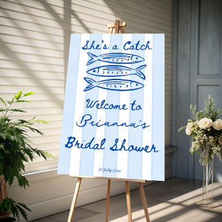 She's a catch sardines bridal shower welcome sign