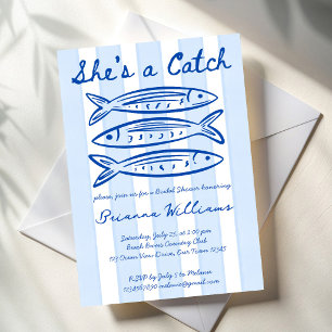 She's a catch sardines fish bridal shower invitation