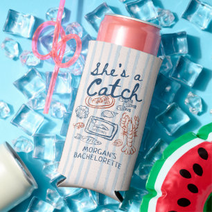 She's A Catch Seafood Coastal Bachelorette Seltzer Can Cooler