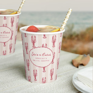 She's A Catch   Summer Lobster Bridal Shower Paper Cups
