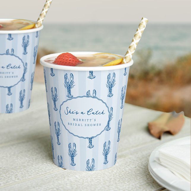 She's A Catch | Summer Lobster Bridal Shower Paper Cups (Creator Uploaded)